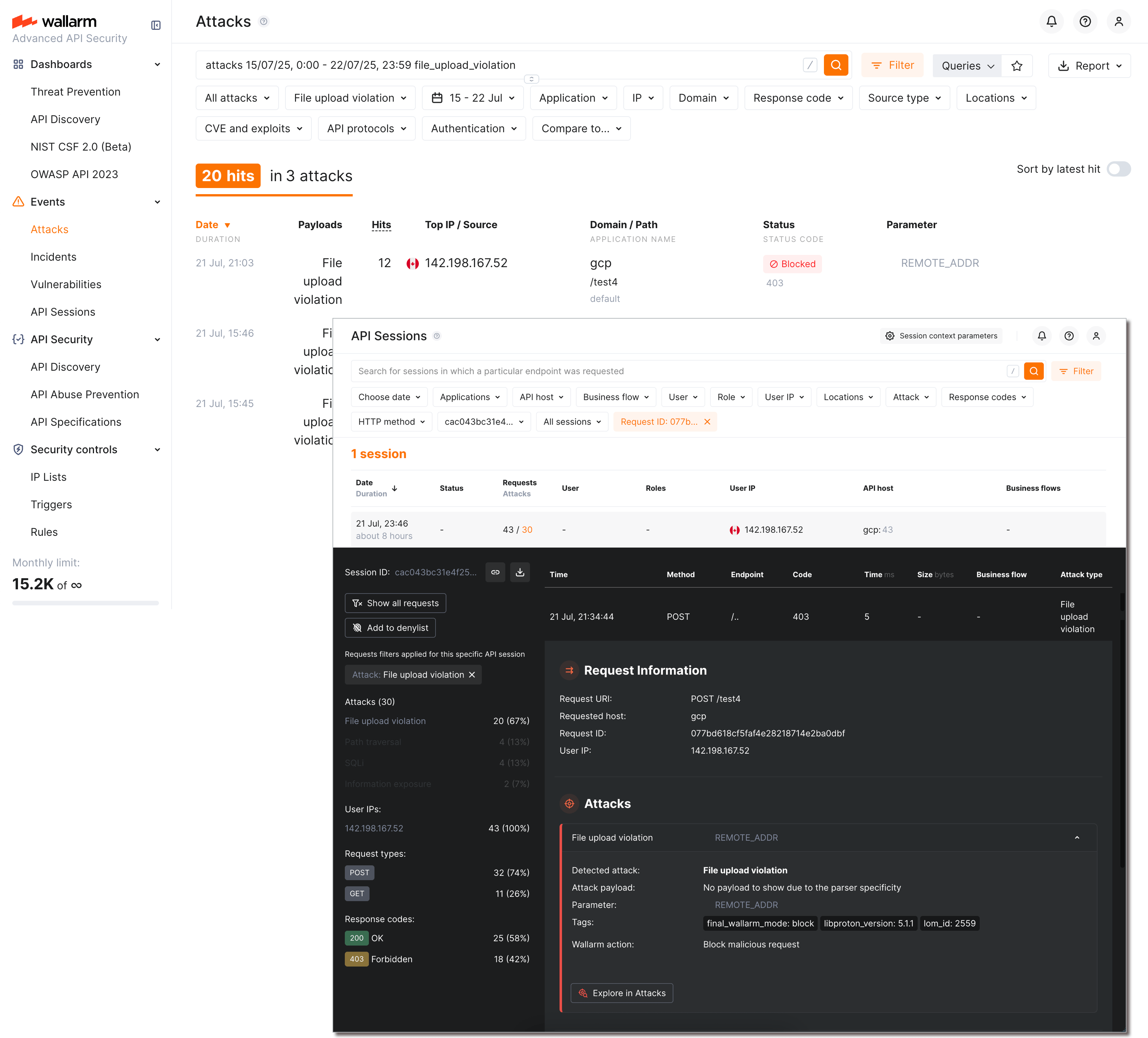 File upload restriction - detected attacks