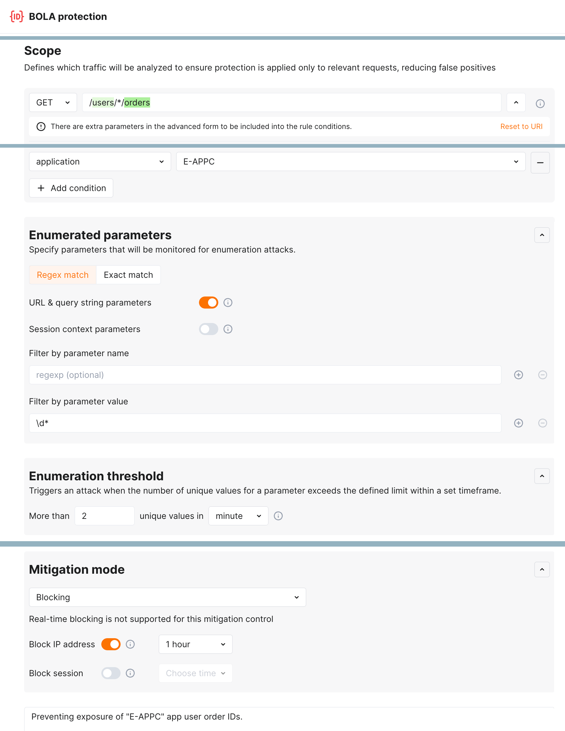 BOLA protection mitigation control - example