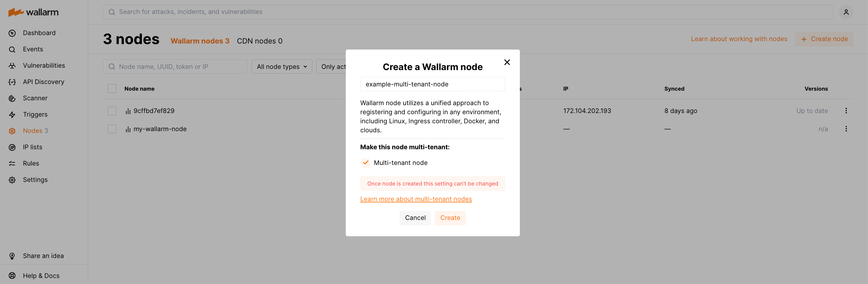 Multi-tenant node creation