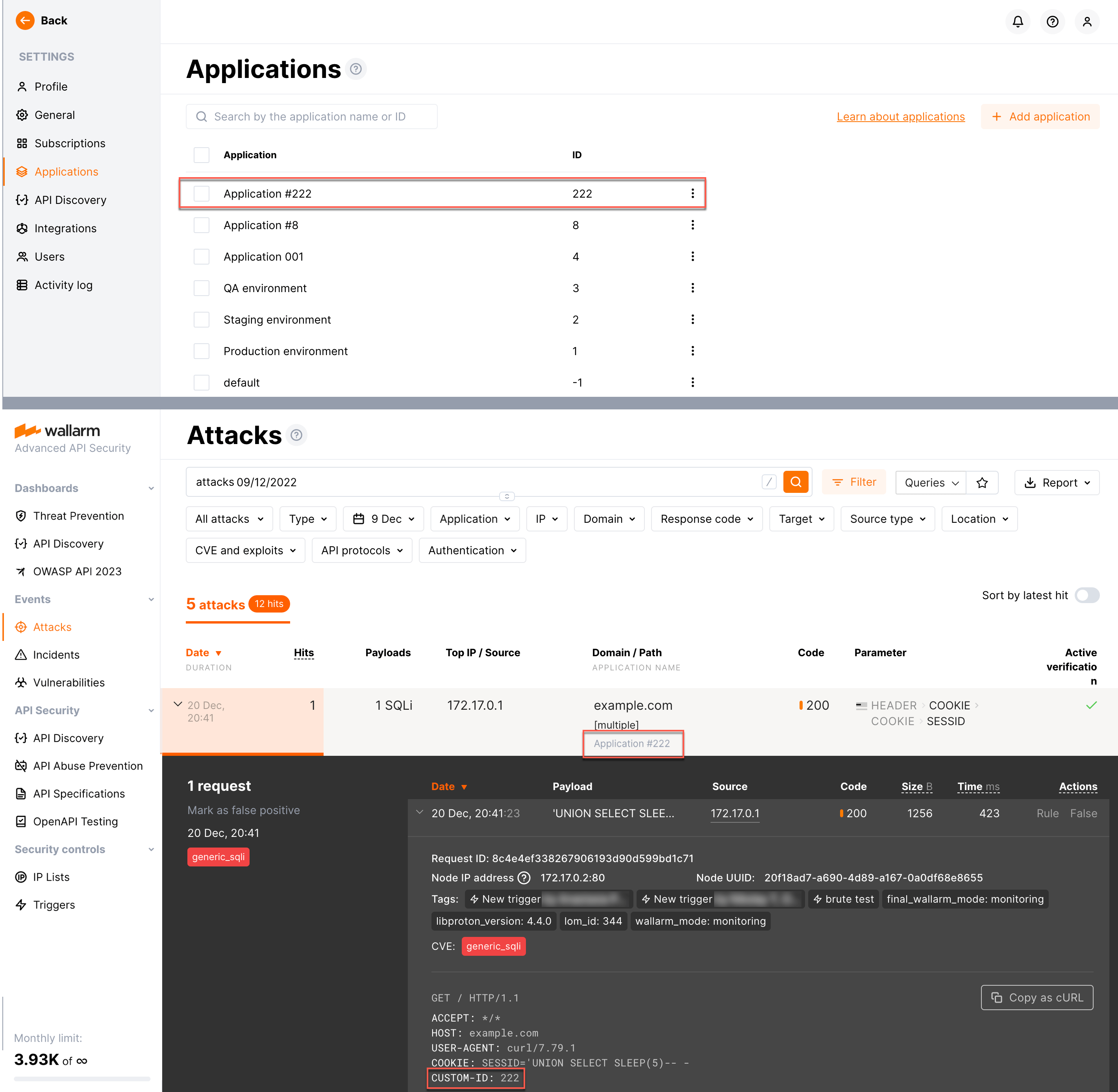 Adding an application on the base of header request